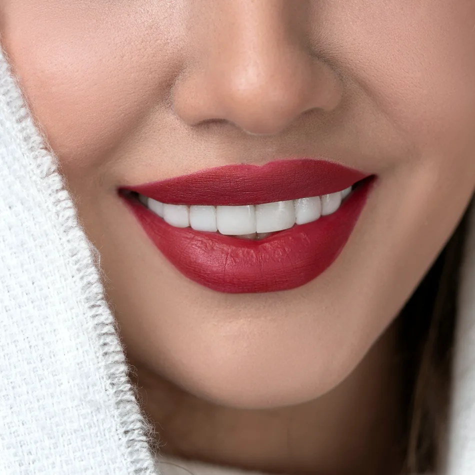 Primer plano de una sonrisa natural y cuidada